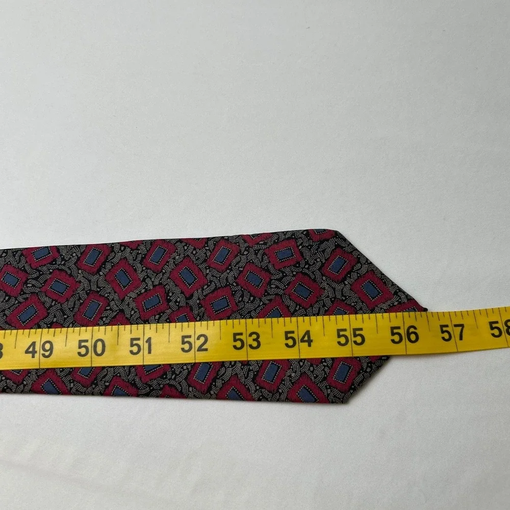 Charing Cross Mens Geometric Silk Hand Finished Necktie OS Red Blue Black Formal